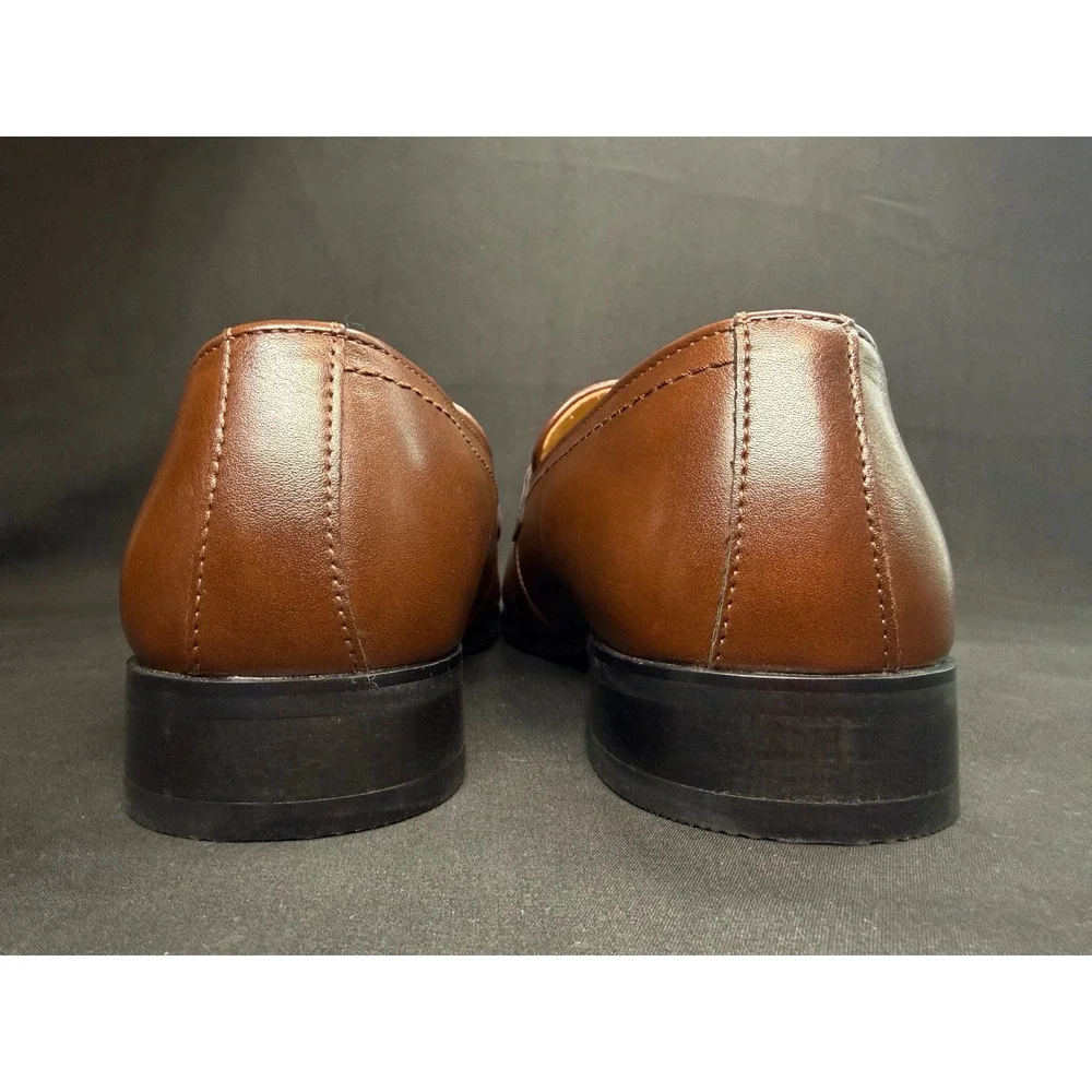 Calvin Klein Mens CMJUNBERG-R Brown Textured Penny Loafers Dress Shoes 10.5